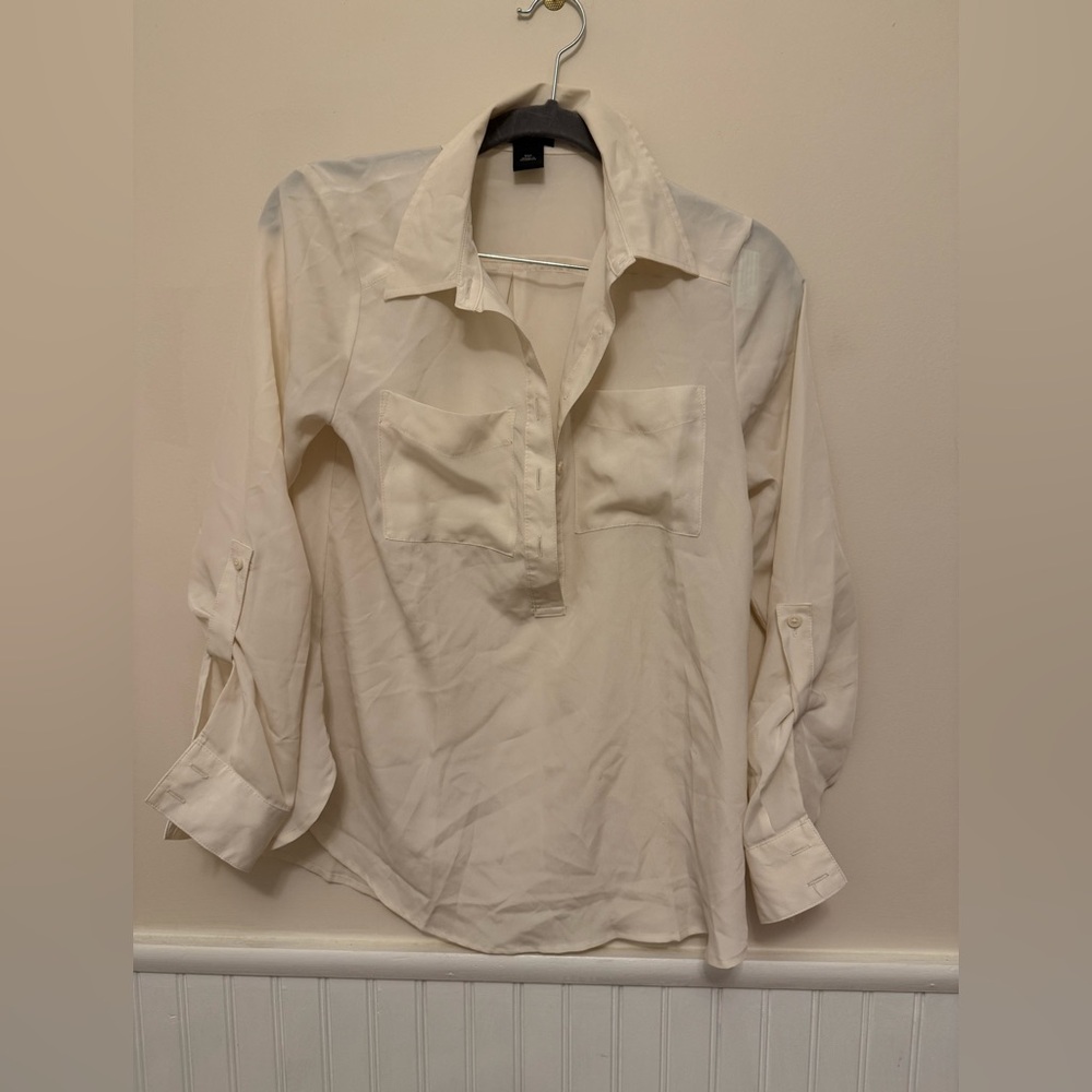 Ann Taylor Cream Button Down Shirt